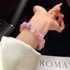Womens Crystal Beaded Bracelet Natural Kunzite Rose Quartz White Barrel Beads Cream Sweet Style Hand Jewelry
