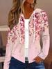 Bedrucktes Design Lässiger Stil Rosa Blumig Kirschblüten-Print Damen Freizeitjacke