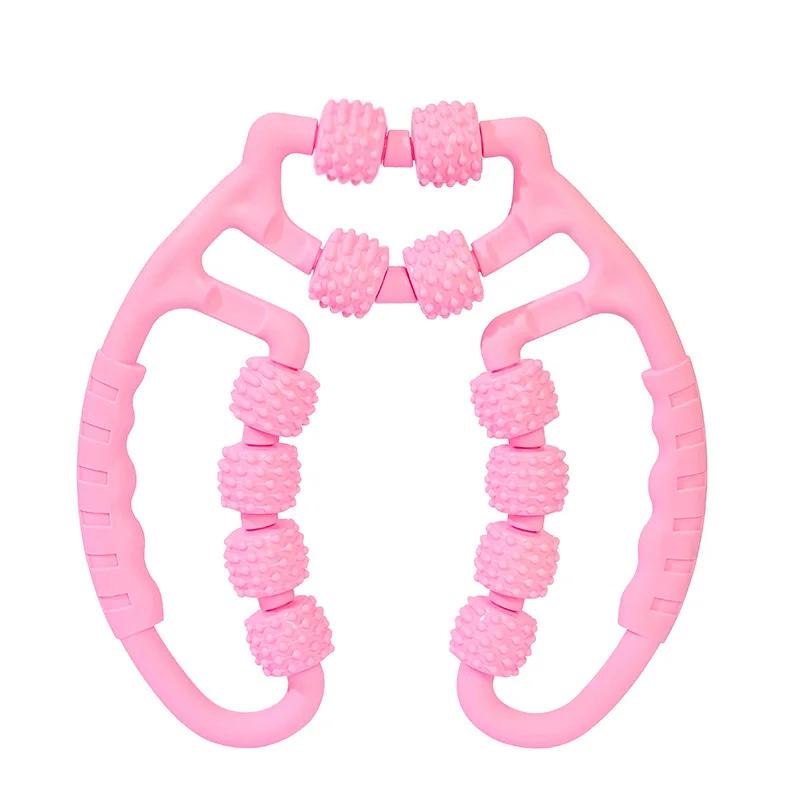 

12-колесный массажер для ног Многофункциональный массажный ролик с полным покрытием Релаксационный уход Похудение Ручная машина для рук, талии, ног розовый