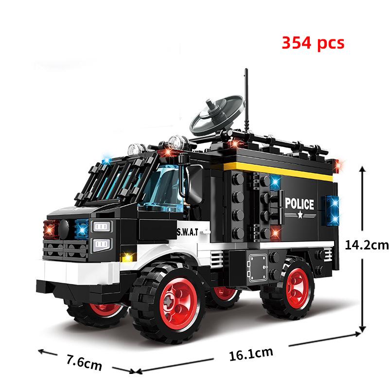 City Police Special Forces Military Model Building Blocks SWAT Team Helicopter Truck Armored Car Ship Weapon Construction Toys