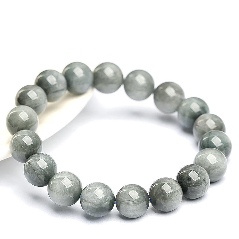 Hongchu Crystal Natural7A Cat's Eye Gray Rabbit Hair Crystal Bracelet Gray Rabbit Hair Crystal Round Bead Bracelet Loose Beads Wholesale