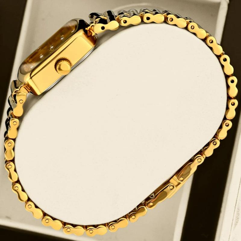 Luxury Ladies Fashion Quartz Watch Simple Scale Square Dial Gold Plated Women Watches Business Stainless Steel Clock