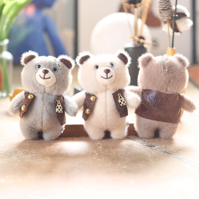 Delightful Miniature Bear Plush Toy Keychain With Super Soft Fabric For Trendy Bag Accessories