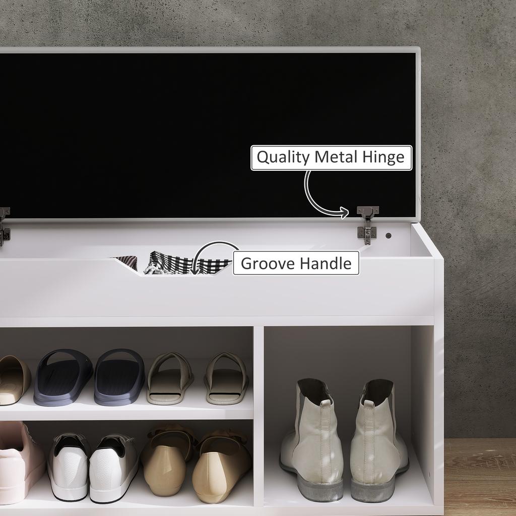 Shoes Cabinet Bench Hidden Storage Padded Seat Organiser Footwear Rack Hallway Cream White