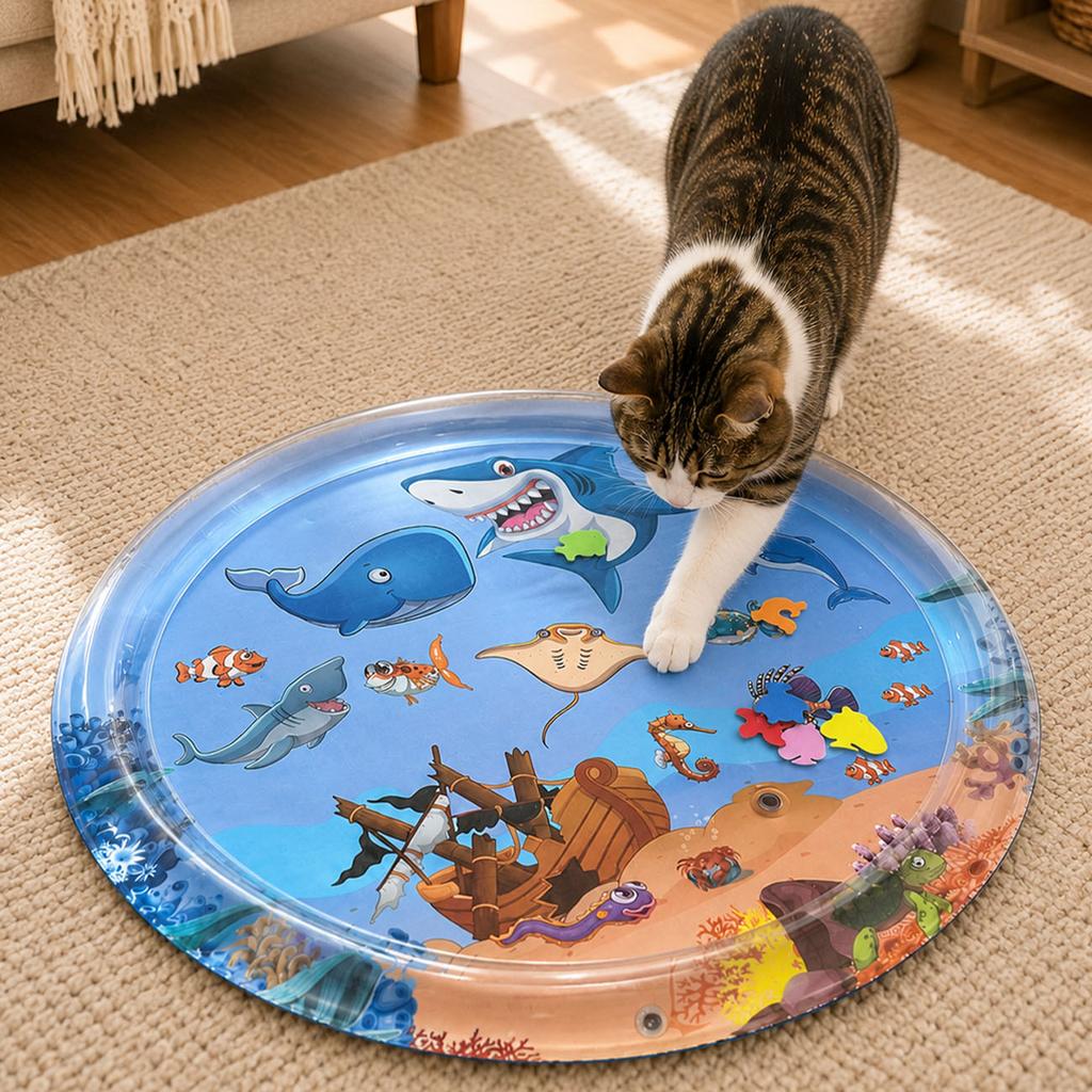 1PC Upgraded Thickened Water Sensor Play Mat for Pets, Cats & Dogs, Cool Comfort Inflatable Tummy Time Water Mat, PVC Material