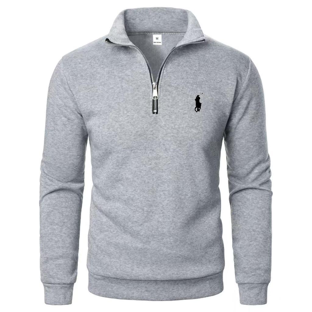 Herren-Polo-Stil Stehkragen Halbreißverschluss Sweatshirt mit besticktem Pony