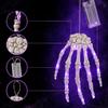 Battery Operated Party Ornaments Halloween Skeleton Hand Hanging Lights, Purple LED Light Up Claw Glowing Ghostly Lamps Lantern, Spooky Atmosphere