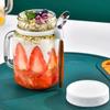 Recipiente pentru terci peste noapte de 500 ml cu capac cu mâner și lingură, borcane de sticlă pentru ovăz, cereale, salată, iaurt