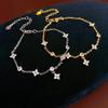 Exquisite Four-Leaf Clover Zircon Bracelet for Women - Sparkling High-End Design
