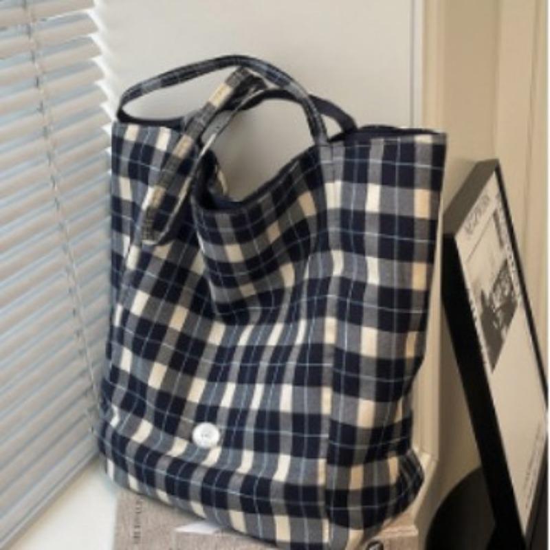 Fashion and literary big bag women's new lazy style plaid daily commuting simple and versatile shoulder bag