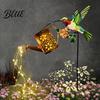Backyard Decorative Lighting Solar Watering Can Garden Light Metal Hollow-Out Hummingbird Shepherd Hook Lights Outdoor Spike Lamp for Lawn Pathway