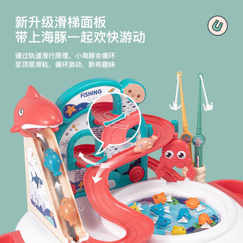 Fiskeleker Barnas Magnetiske Multifunksjonelle Fiskeplate, Baby Elektrisk Roterende Fiskebord Sett Boks