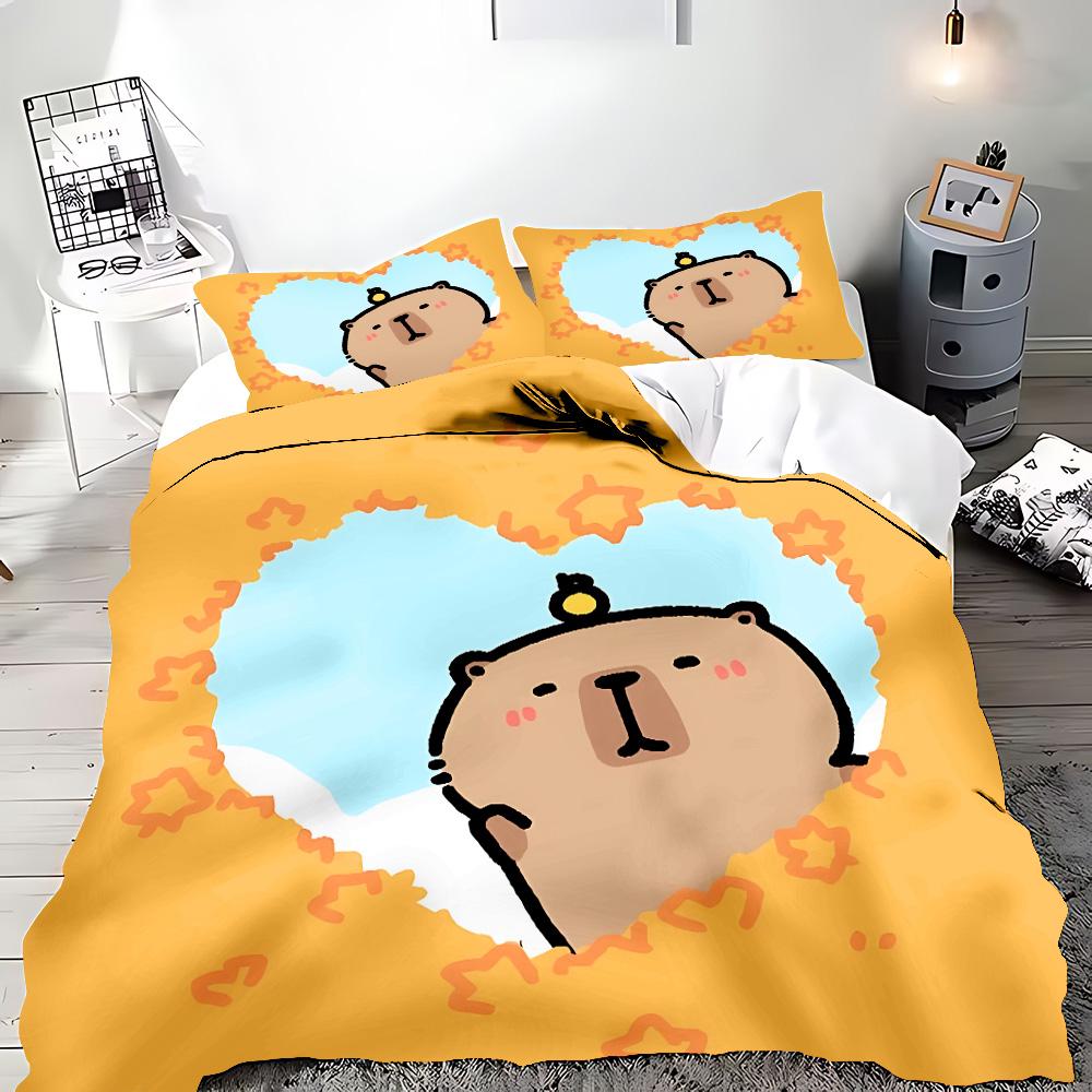 Roztomilý kreslený kapybara povlak na přikrývku povlak na polštář ložní souprava pro dospělé chlapce dívku dekorace do ložnice dětský dárek jednolůžkový dvoulůžkový velký rozměr