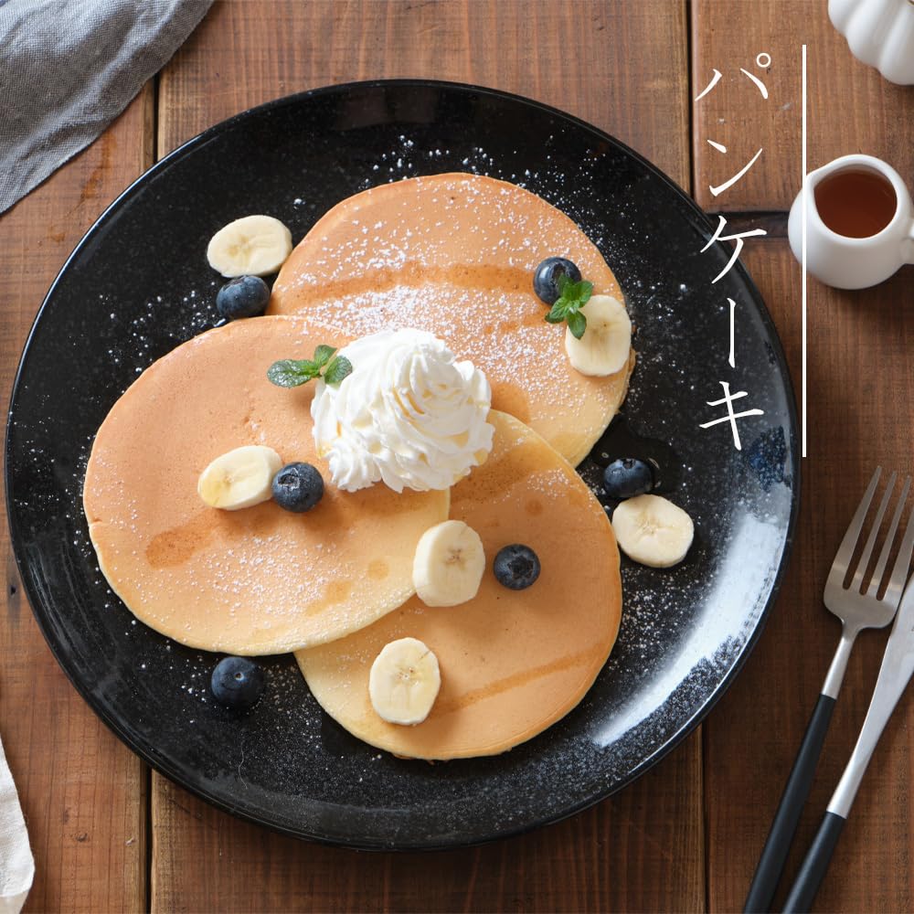 Official YAMATSU STANDARD 28cm Dinner Plate, Large, Main Dish, Dishwasher and Microwave Safe, Ceramic, Lightweight, Black, OC1 3308