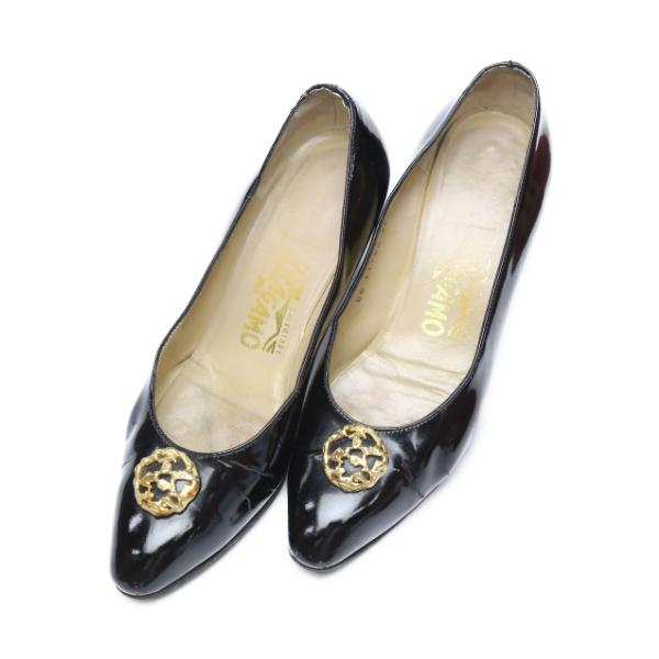 Salvatore Ferragamo Pumps Pumps High Heels Enamel Black Women Storage Box Used