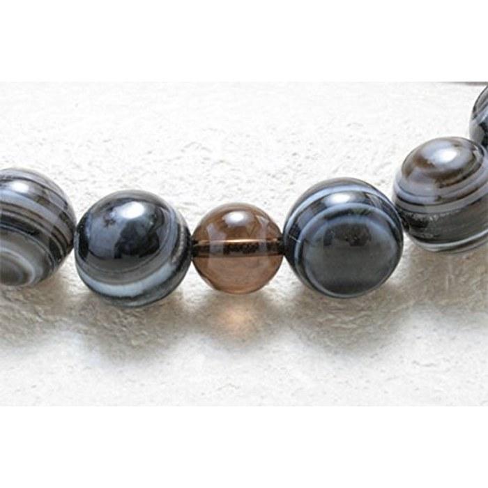 [Ooguroya Butsudan] Juzu Prayer Beads, Men's, Dzi Agate 18 Beads, Brown Quartz Finish, Silk Cord, Boxed, for Jodo Shinshu (Hongwanji)