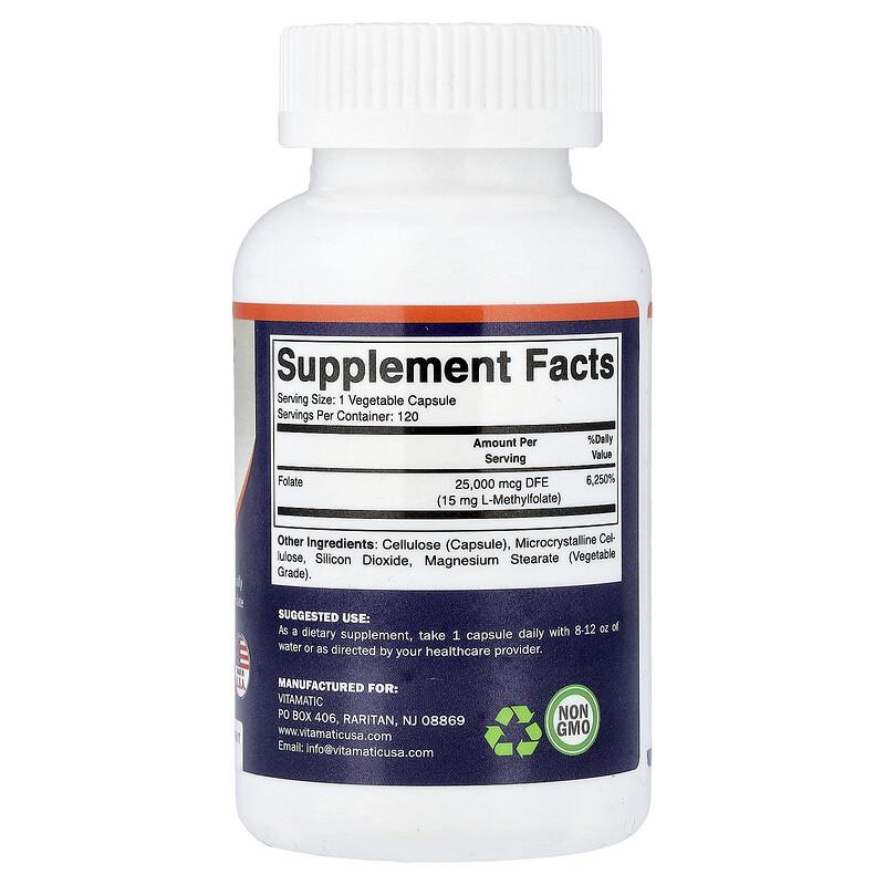 Methyl Folate, 15 mg, 120 Vegetable Capsules