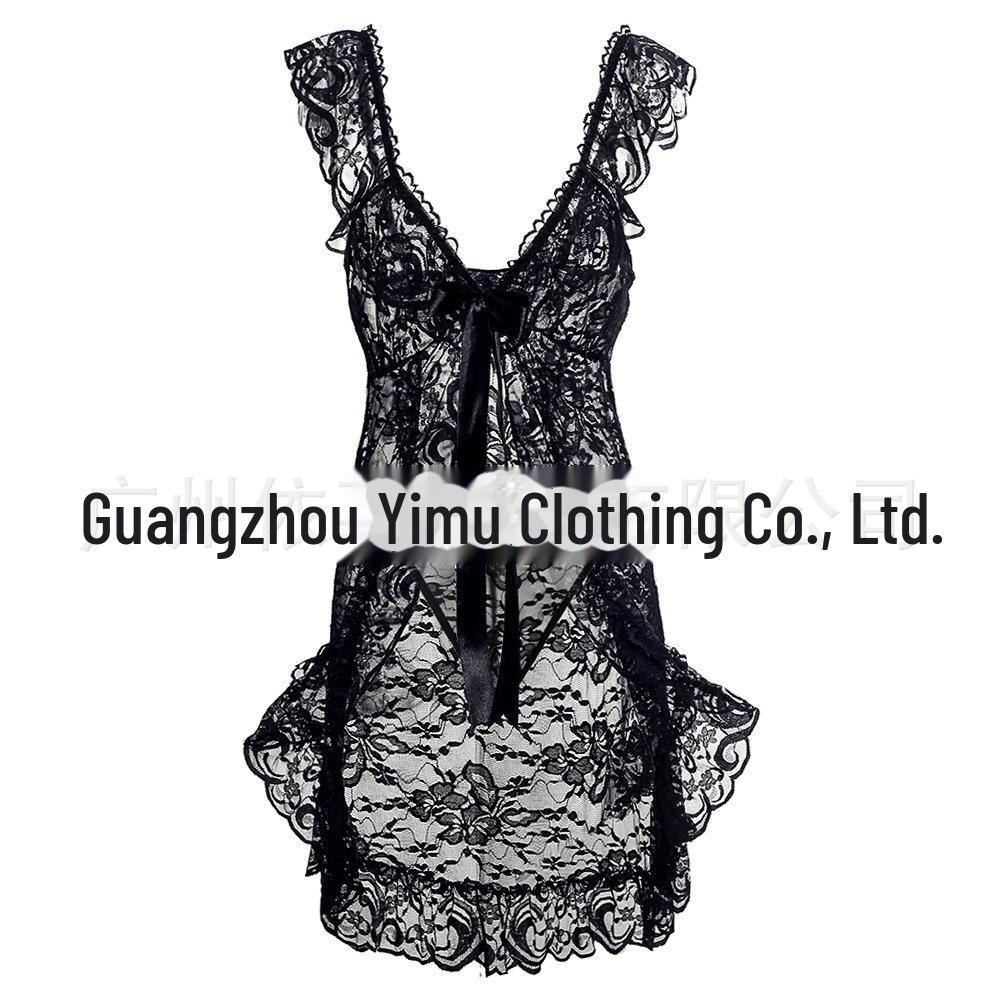 Sexy Lace Suspender Pajamas & Cardigan, S-6XL European and American Lingerie