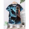 Lightning Tiger and Fierce Wolf 3D Printed Design | New Boys' Fashion Round Neck Short Sleeve Top+Casual Short Sleeve Shorts Set