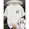European Size Men's Summer Short Sleeve T-Shirt with Artistic Back Print - Breathable Round Neck Casual Tee, Regular Fit for Casual Attire