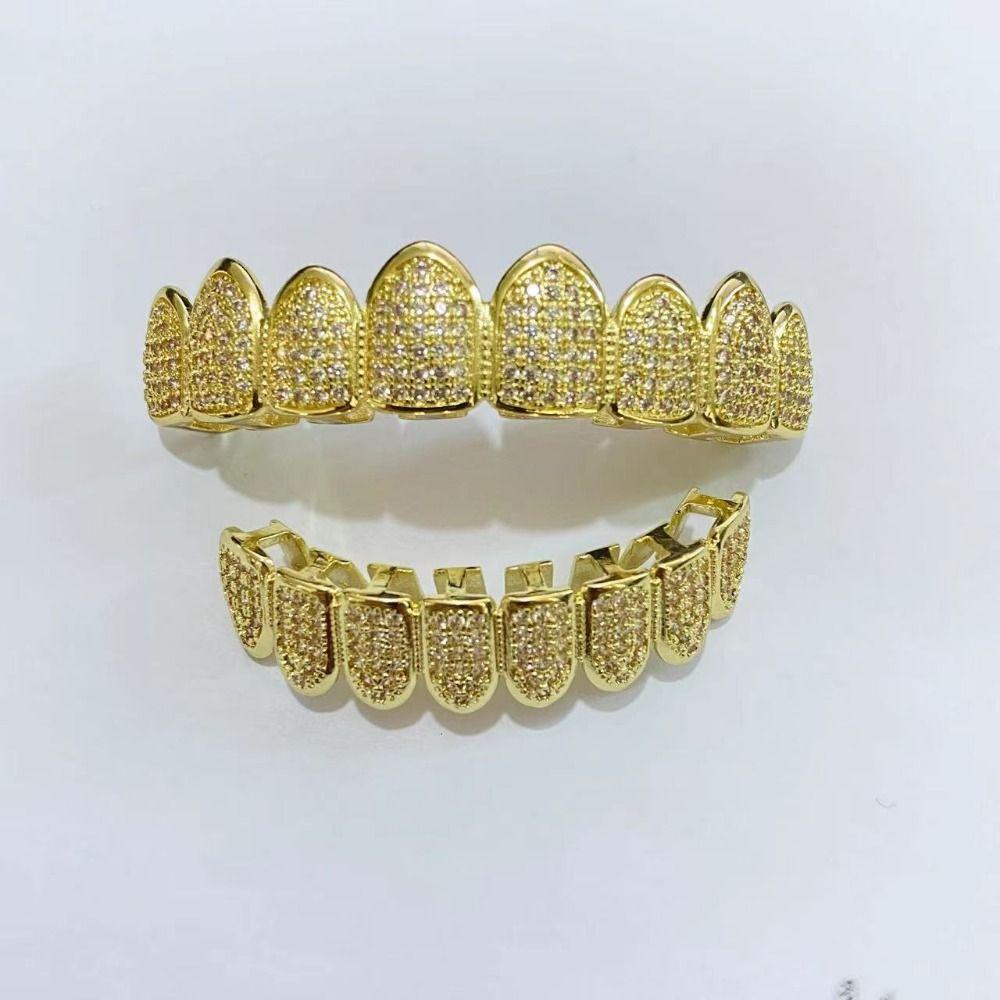 Ober- und Unterkiefer Zähne Grillz Set Abnehmbares Design Zahn Grills Zahnkappen Zahnkrone