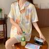 Pajamas Women's Summer Cow Crayon Small New Short-sleeved Shorts Cartoon Cute High-value Casual Style Loungewear Set