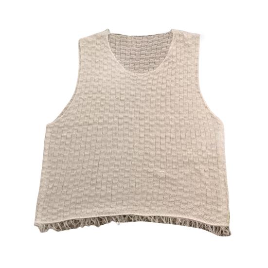 Women Vest Tops Round Neck Sleeveless Tassel Hem Tank Tops Solid Color Loose Fit Knitting Camisole Daily Wear