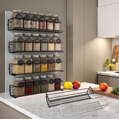 2Pcs Wall Mounted Storage Rack Easy Installation Space Saving Kitchen Organizer Carbon Steel Refrigerator Side Spice Rack