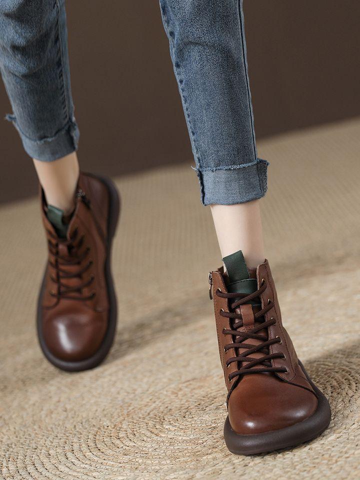 Korean version of retro Martin boots women's 2025 autumn and winter new velvet boots women's British style versatile soft-soled soft-faced short boots