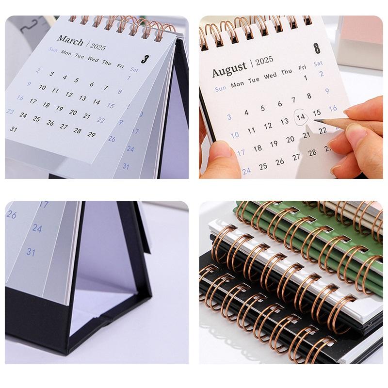 Super Mini Calendar 2025 2025 Copertă de ștanțare cu aur Stil simplu Planificator portabil de dimensiuni Accesorii pentru masă