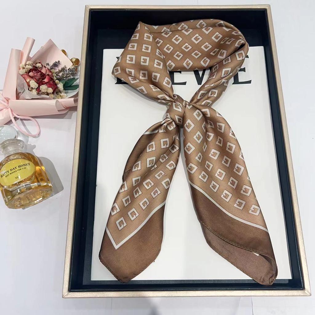 Hedvábný šátek pro ženy, módní všestranný, vysoký smysl, 70 čtverečních stop, ochrana krku, šátek, retro šátek, taška