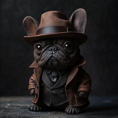Bulldog Gentleman Resin Statue - Small Desktop Ornament & Gift