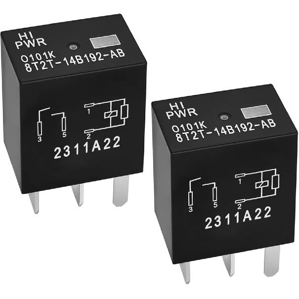 Relay 8T2T-14B192-AB (Set of 2), 12VDC 4 P Plug-in Automotive Relay - Reliable OEM Replacement, Compatible for Select Ford Vehicles