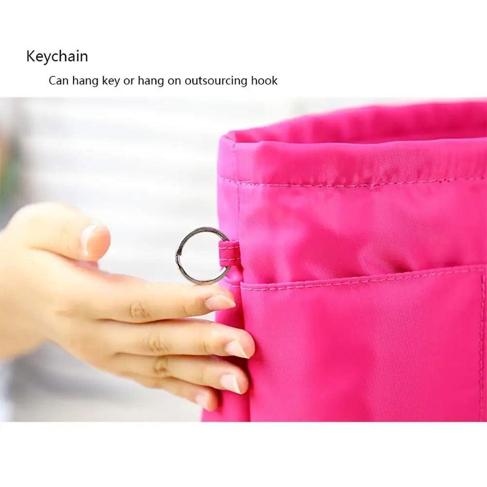 Cosmetic Organizer Insert Bag with Zipper Multifunctional Multi-Pocket Handbag Storage Bags Solid Color Inner Bag