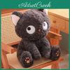 Brinquedo de Pelúcia de Gato Preto Fofo com Pelo de Pelo Curto Para Presente de Aniversário de Meninas
