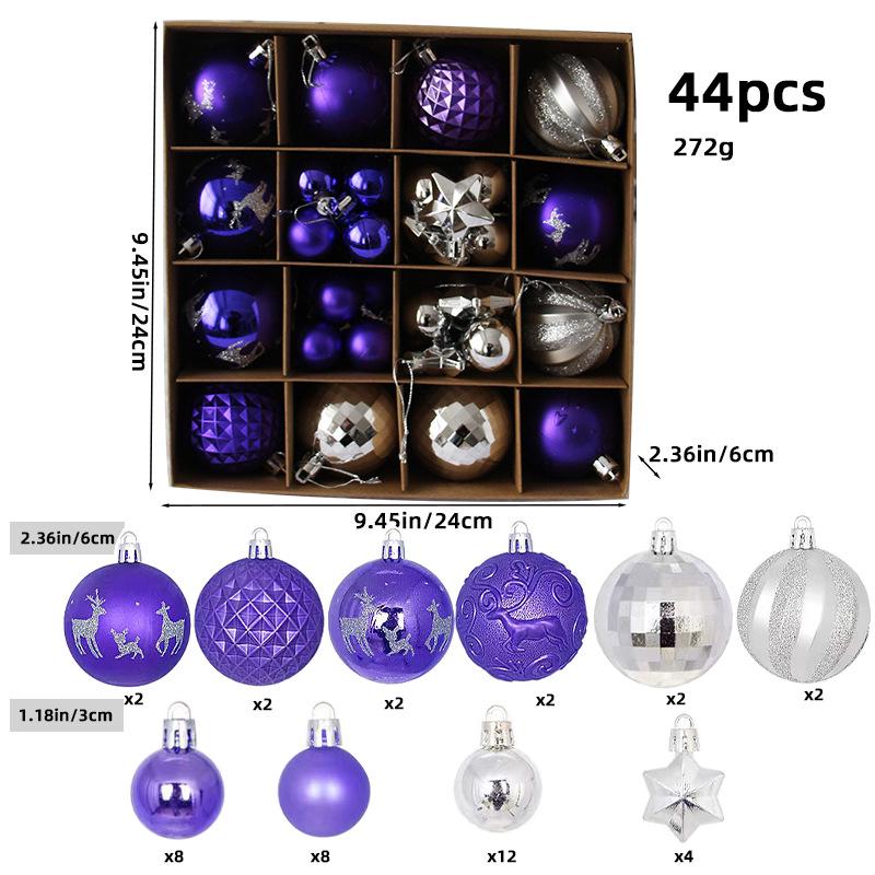 6CM Electroplated Irregular Painted Christmas Ball Ornaments Gift Box Set - Tree Hanging Decorations