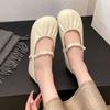 New Soft Bottom Mary Jane Shoes Half Slippers Elegant Single Shoes Soft Leather Crossover Elastic Bands Women Shoe