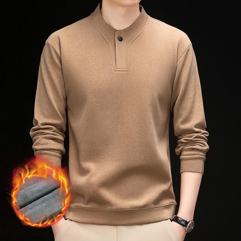 Men's 2025 Winter Fleece-Lined Thickened Sweatshirt with Single-Button Closure