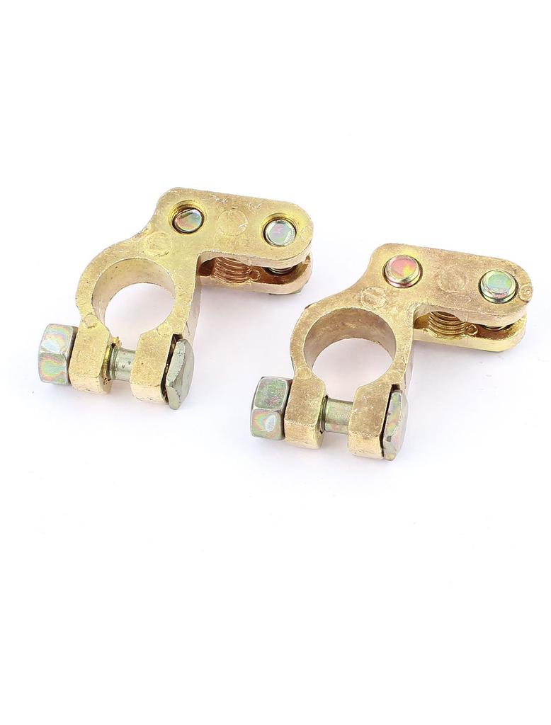 uxcell Battery Terminals Metal Brass Gold Tone 2 Pieces