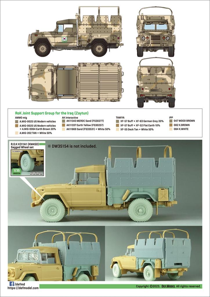 Def Model 1/35 Scale Modern Korean K311A1 Armored Truck (K319) Conversion Set (for Academy Use) Plastic Model Kit Parts DK35013