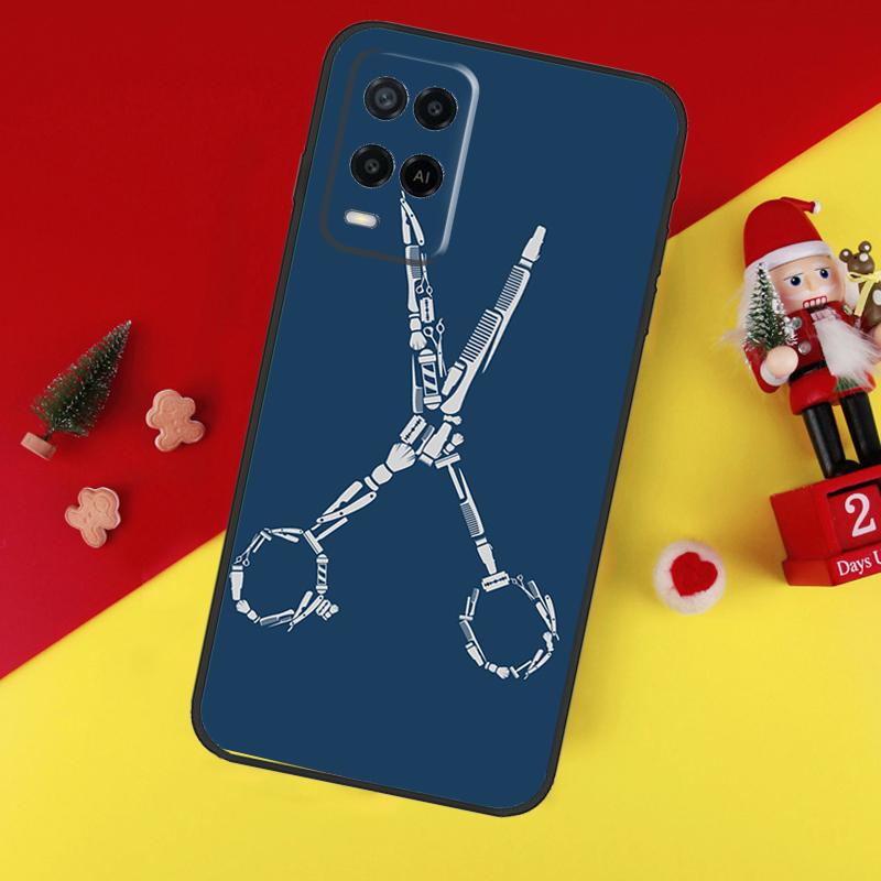 Hairdresser Barber Scissors Case For Oppo A38 A18 A58 A78 A98 A74 A94 A54 A80 A60 A40 A96 A76 A16 A15 A17 A57 A5 A6 Pro