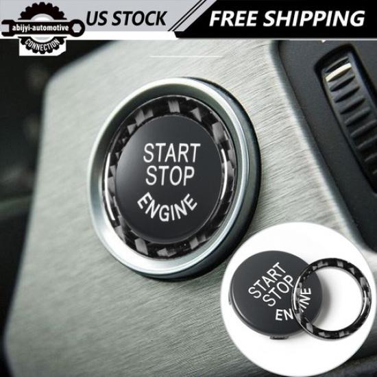 Black Ignition Switch Push Button With Ring For BMW E90 E92 E93 2009-2012 2Pcs