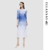ELLASSAY 2025 Early Spring New Chinese Style Gradual Dyeing Mid-length Dress