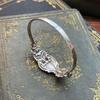 Handmade Sterling Spoon Bangle Floral Pattern Opening Bangle Boho Style Handle Cuff Jewelry Accessories