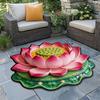 3D Lotos Fußmatte Realistische Blume Wohnzimmerteppich Waschbar Rutschfeste Teppich für Zuhause Meditationsraum Schlafzimmer Dekoration