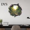 Botanical Theme Wall Covering 3D Hole Forest Sticker, Removable Green Plants Broken Decals, Self Waterproof Mural for Bathroom Adhesive Decoration