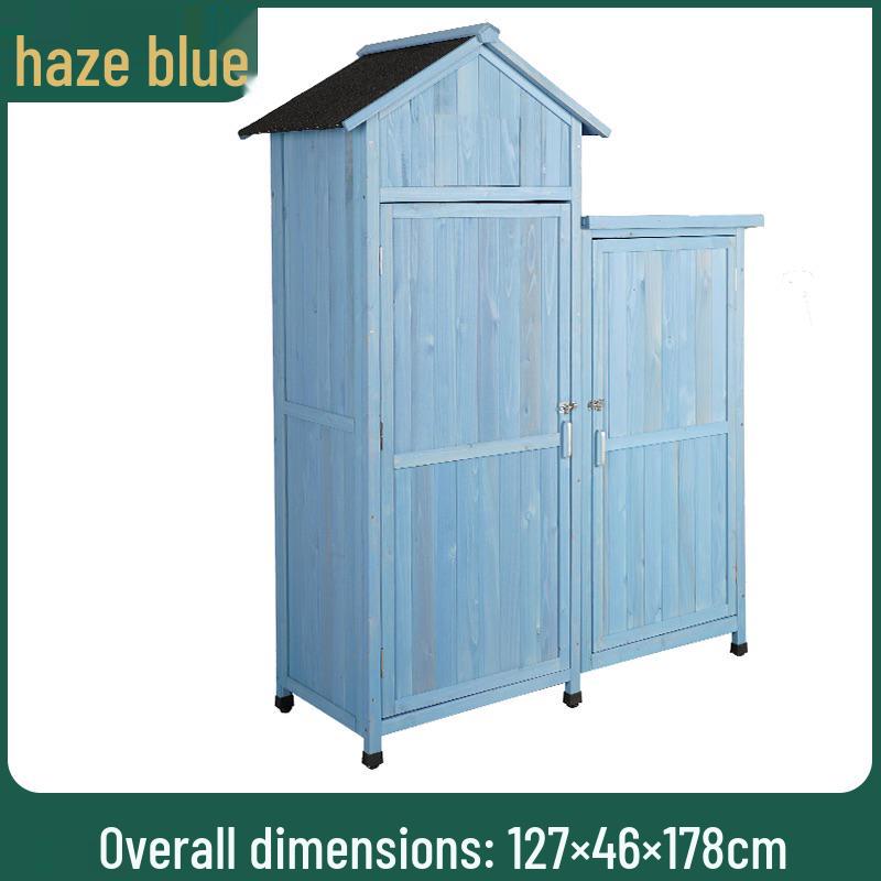 Waterproof Outdoor Wooden Storage Cabinet for Garden Tools - Anti-Corrosion and Sun Protection, Ideal for Courtyard and Balcony Use.