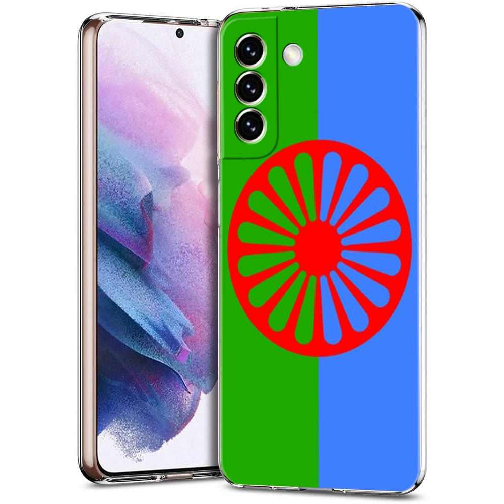 

Gypsy Romani Roma Flag Transparent Phone Case for Samsung Galaxy S25 S24 S23 S22 S20 S21 FE Ultra S24 S23 S10 Plus 5G TPU Capas Samsung S24