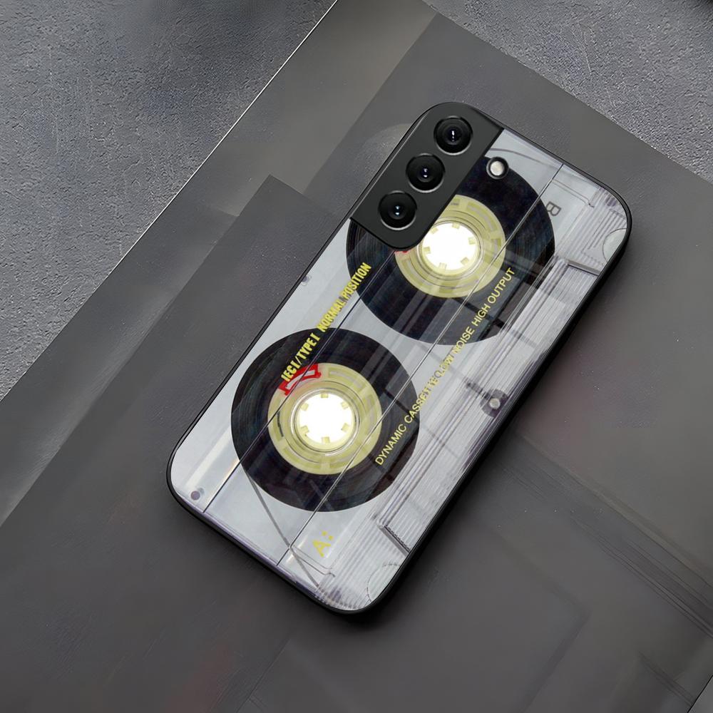 Funda Magnética para Teléfono con Cinta de Cassette de Radio y Cristal para Samsung Galaxy S23 S24 S21 S22 S20 Ultra Fe Plus A34 A16 A54 A24 A52 A53 M54