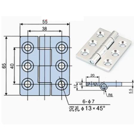 Verlängerung und Verbreiterung von Zinklegierungs-Scharnier mechanische Ausrüstung elektrische Schranktür-Scharnier